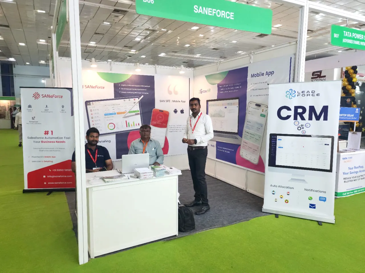 SANeForce showcases sales force automation solutions at Pharma South Expo, Chennai, July 2023.